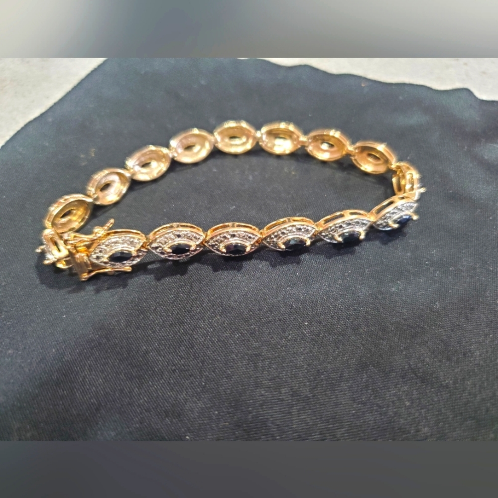 925 sapphire and gold tennis bracelet